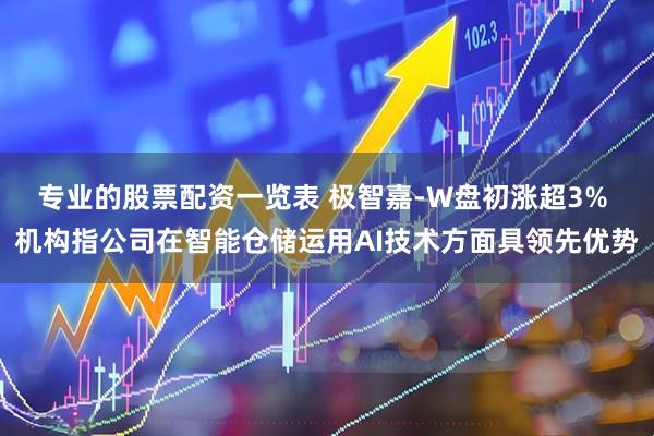 专业的股票配资一览表 极智嘉-W盘初涨超3% 机构指公司在智能仓储运用AI技术方面具领先优势